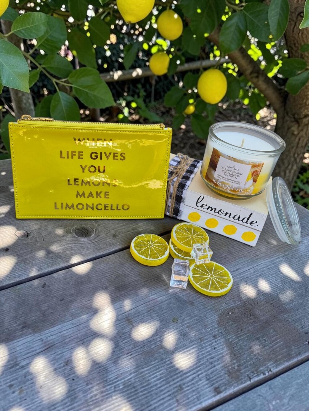 KateSpade WHEN LIFE GIVES YOU LEMONS MAKE LIMONCELLO Cosmetic Bag & Lemon Candle